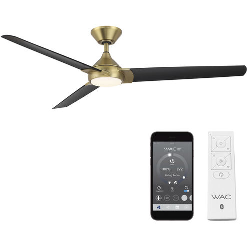 Zelda 60 inch Soft Brass Matte Black with Matte Black Blades Downrod Ceiling Fans, Smart Fan