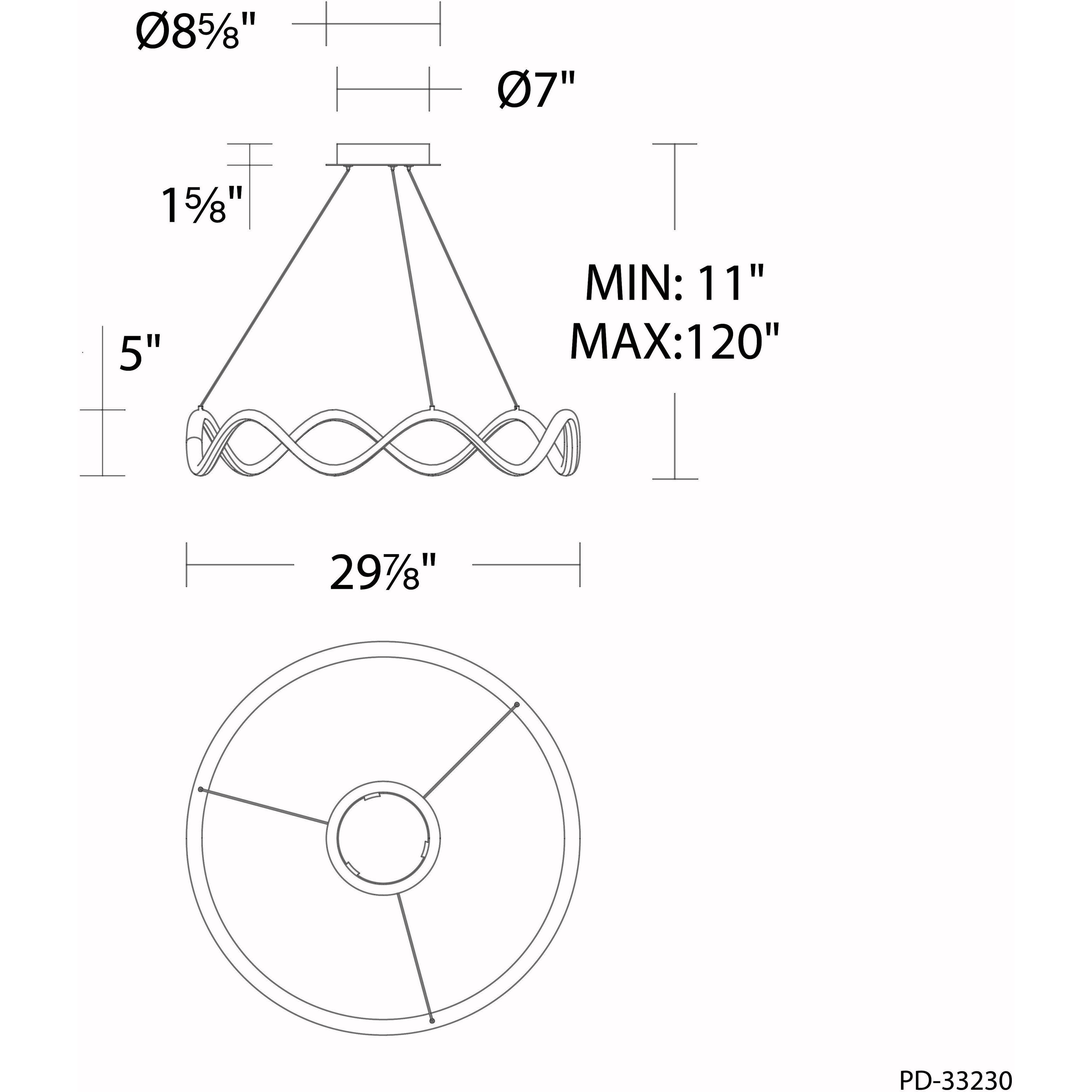 Morae LED 29.88 inch Brushed Nickel Pendant Ceiling Light, dweLED