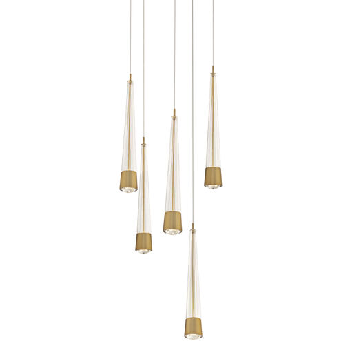 Quill LED 17 inch Aged Brass Multi-Light Pendant Ceiling Light, dweLED