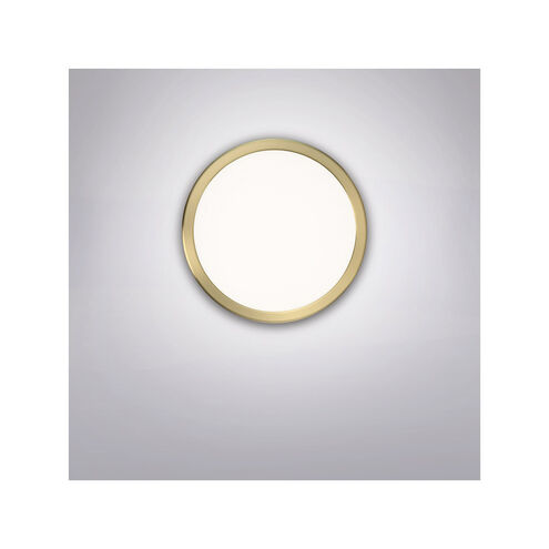 Geos LED 10 inch Brass Flush Mount Ceiling Light in 2700K, Brushed Brass, dweLED