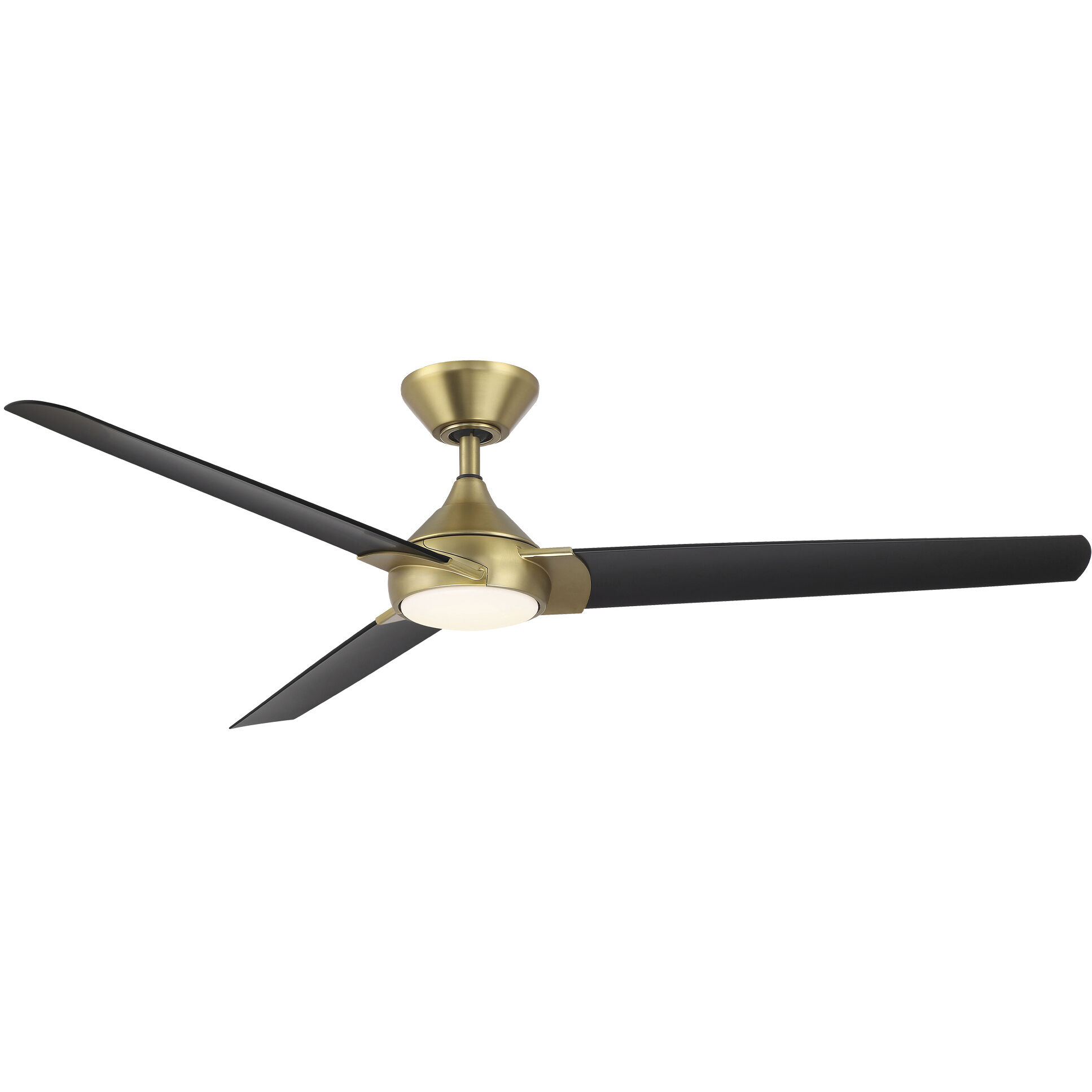 Zelda 60 inch Soft Brass Matte Black with Matte Black Blades Downrod Ceiling Fans, Smart Fan