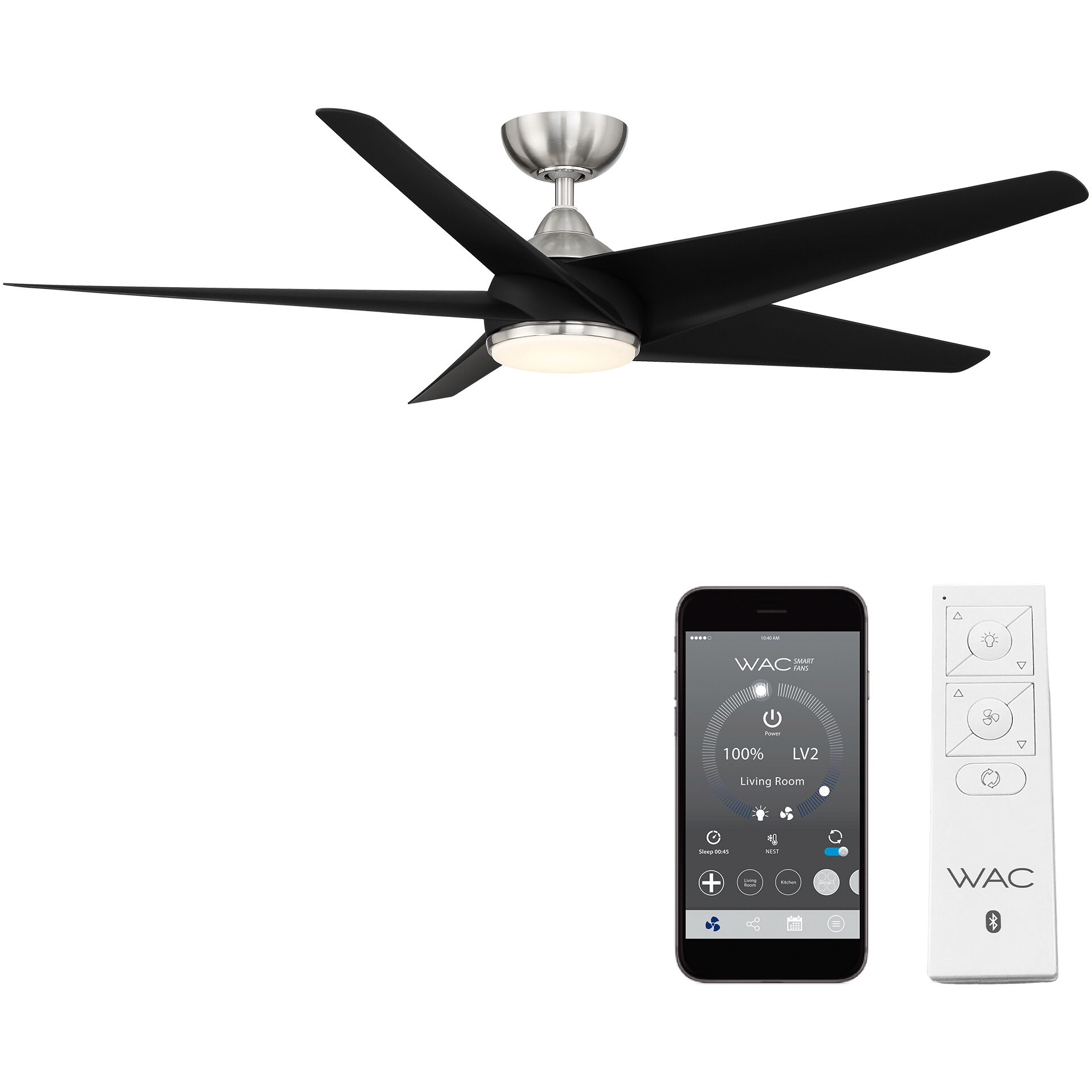 Viper 60 inch Brushed Nickel Matte Black with Matte Black Blades Downrod Ceiling Fans, Smart Fan