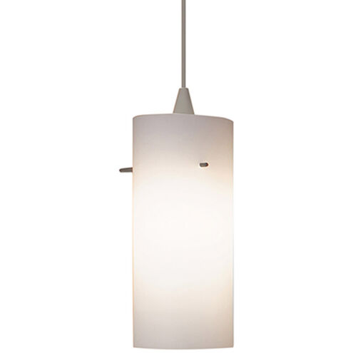 Contemporary 1 Light 5.13 inch Brushed Nickel Pendant Ceiling Light in White/Brushed Nickel