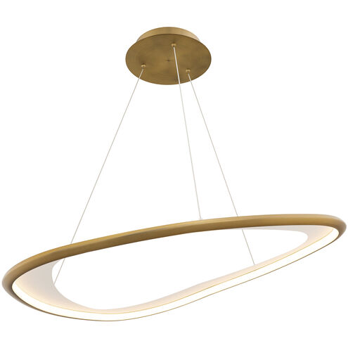 Oyster LED 33 inch Aged Brass Pendant Ceiling Light in 3500K, dweLED