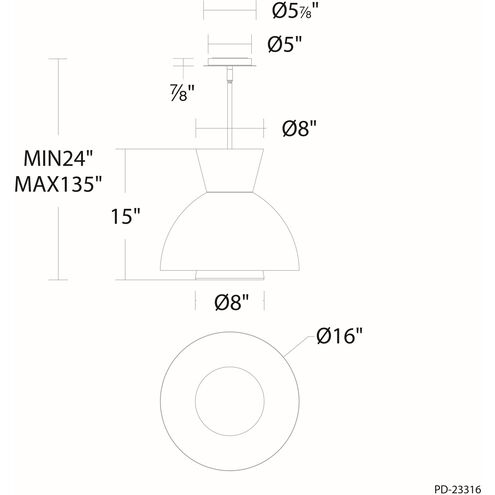 Carafe LED 16 inch Black Pendant Ceiling Light, dweLED