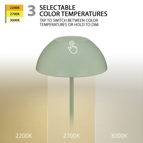 Channing 11 inch 2 watt Green Rechargeable Table Lamp Portable Light