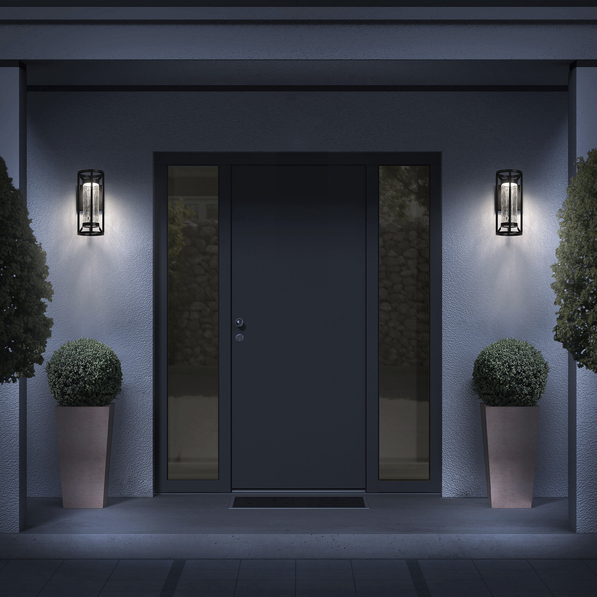 Roslyn LED 14 inch Black Outdoor Wall Light, dweLED