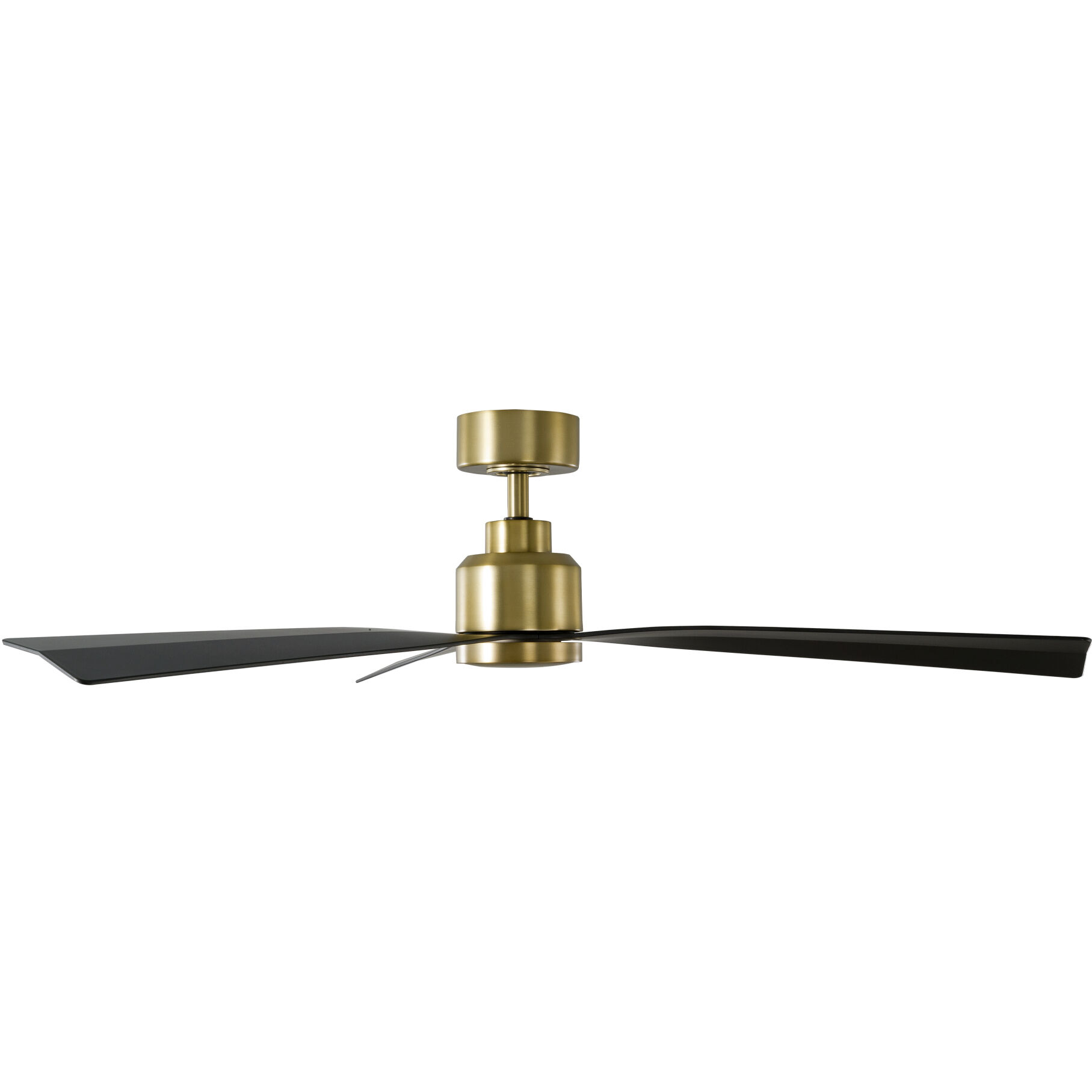Clean 52 inch Soft Brass Matte Black with Matte Black Blades Downrod Ceiling Fans, Smart Fan