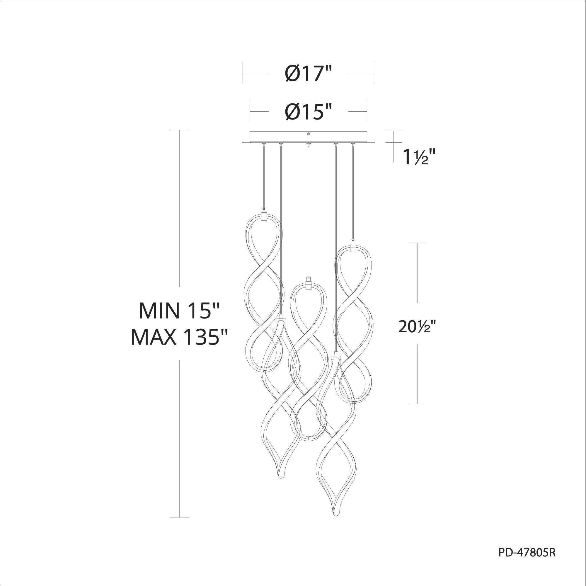 Interlace LED 17 inch Chrome Multi-Light Pendant Ceiling Light, dweLED