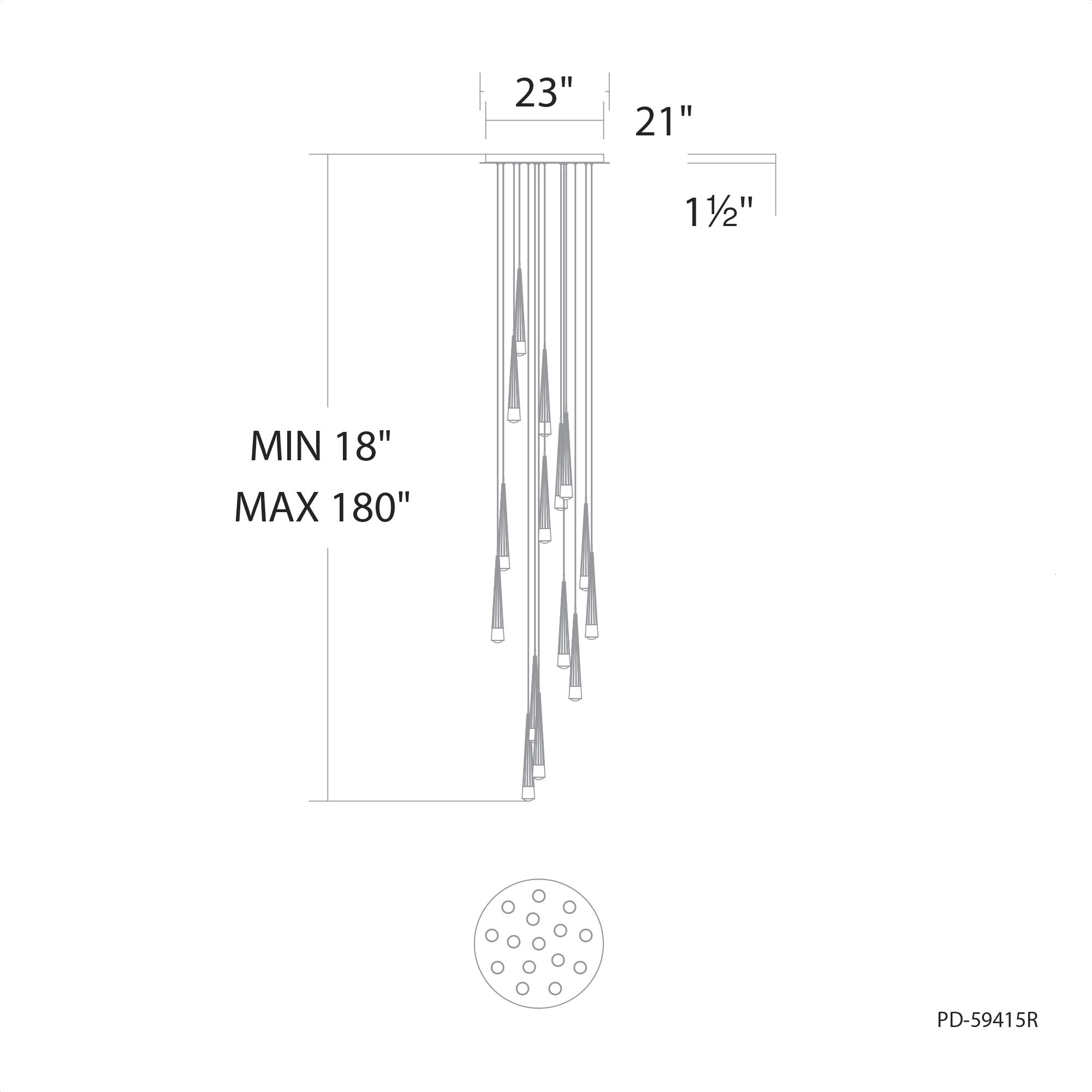 Quill LED 23 inch Aged Brass Multi-Light Pendant Ceiling Light, dweLED