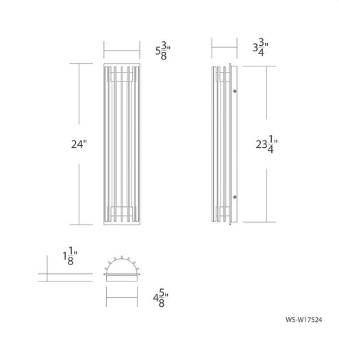 Moline LED 24 inch Black Outdoor Wall Light in 4000K, dweLED