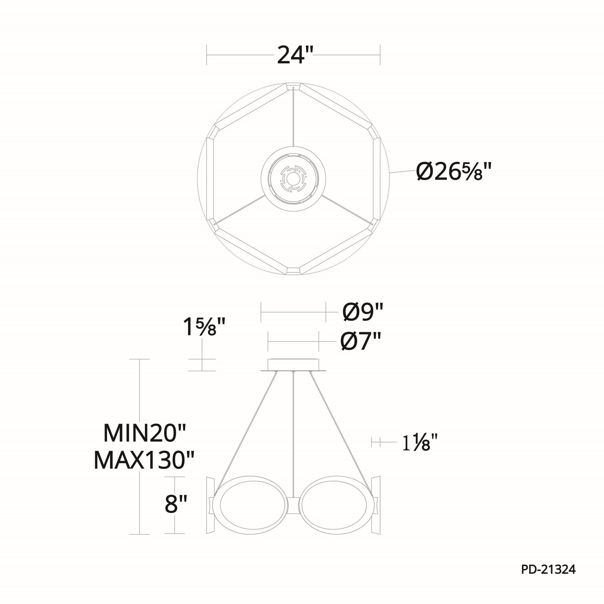 Solitaire LED 26.63 inch Black Chandelier Ceiling Light, dweLED