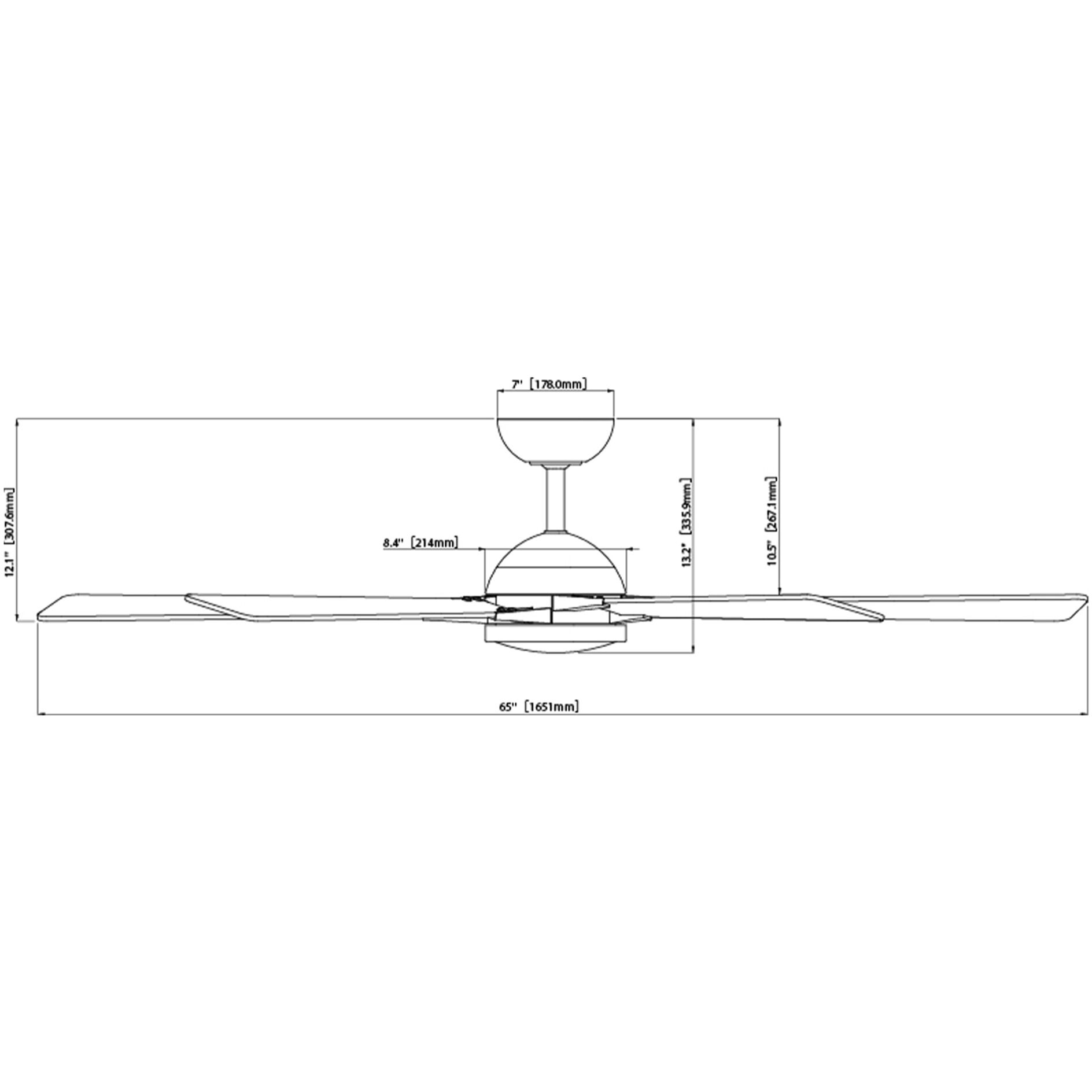 Rotary 65 inch Matte Black Brushed Nickel with Matte Black Blades Downrod Ceiling Fans in Brushed Nickel Matte Black