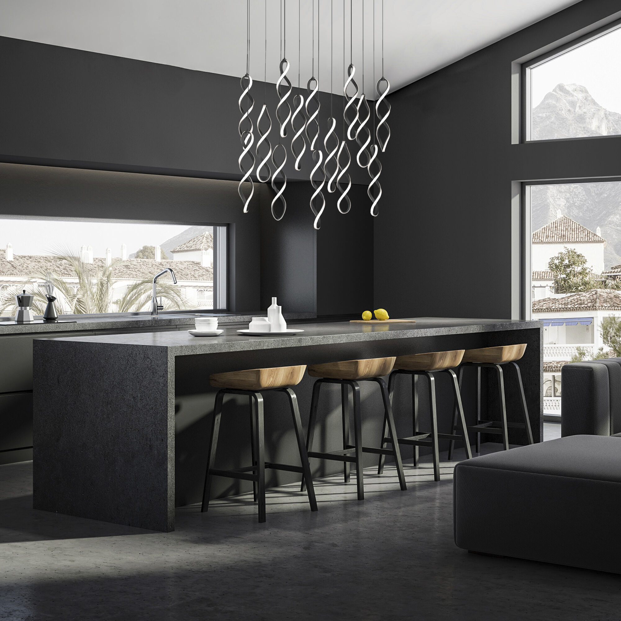 Interlace LED 11.13 inch Black Multi-Light Pendant Ceiling Light, dweLED