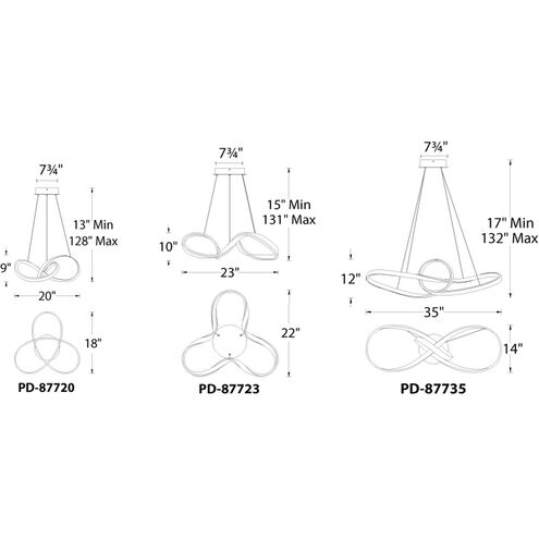 Vornado LED 22 inch Chrome Pendant Ceiling Light, dweLED