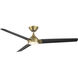 Zelda 60 inch Soft Brass Matte Black with Matte Black Blades Downrod Ceiling Fans, Smart Fan