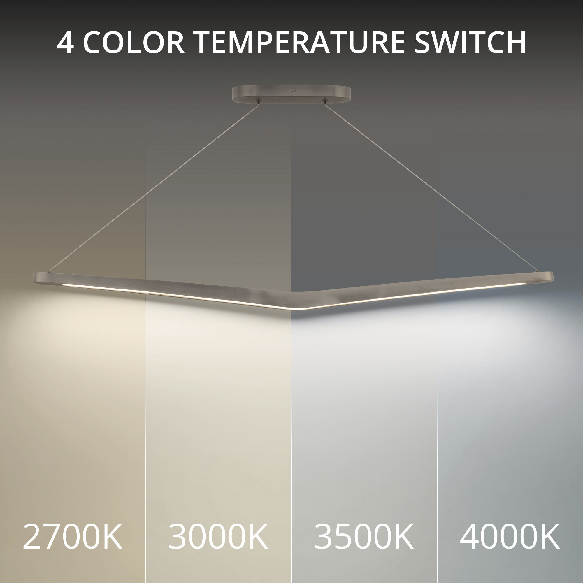 Alleron Linear Pendant Ceiling Light in 4000K, Brushed Nickel, dweLED