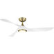 Swirl 54 inch Soft Brass Matte White with Matte White Blades Downrod Ceiling Fans, Smart Fan