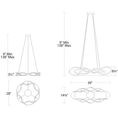Interlace LED 28 inch Chrome Pendant Ceiling Light, dweLED