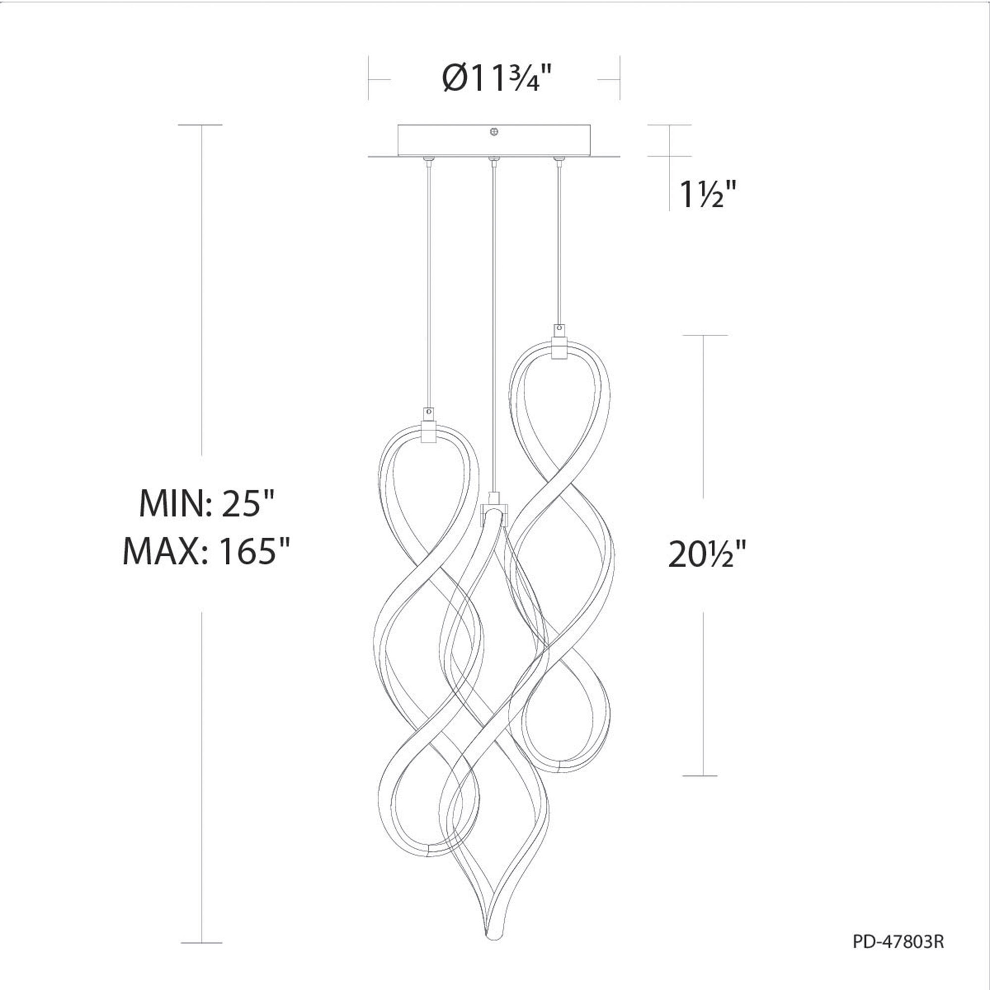 Interlace LED 11.75 inch Chrome Multi-Light Pendant Ceiling Light, dweLED