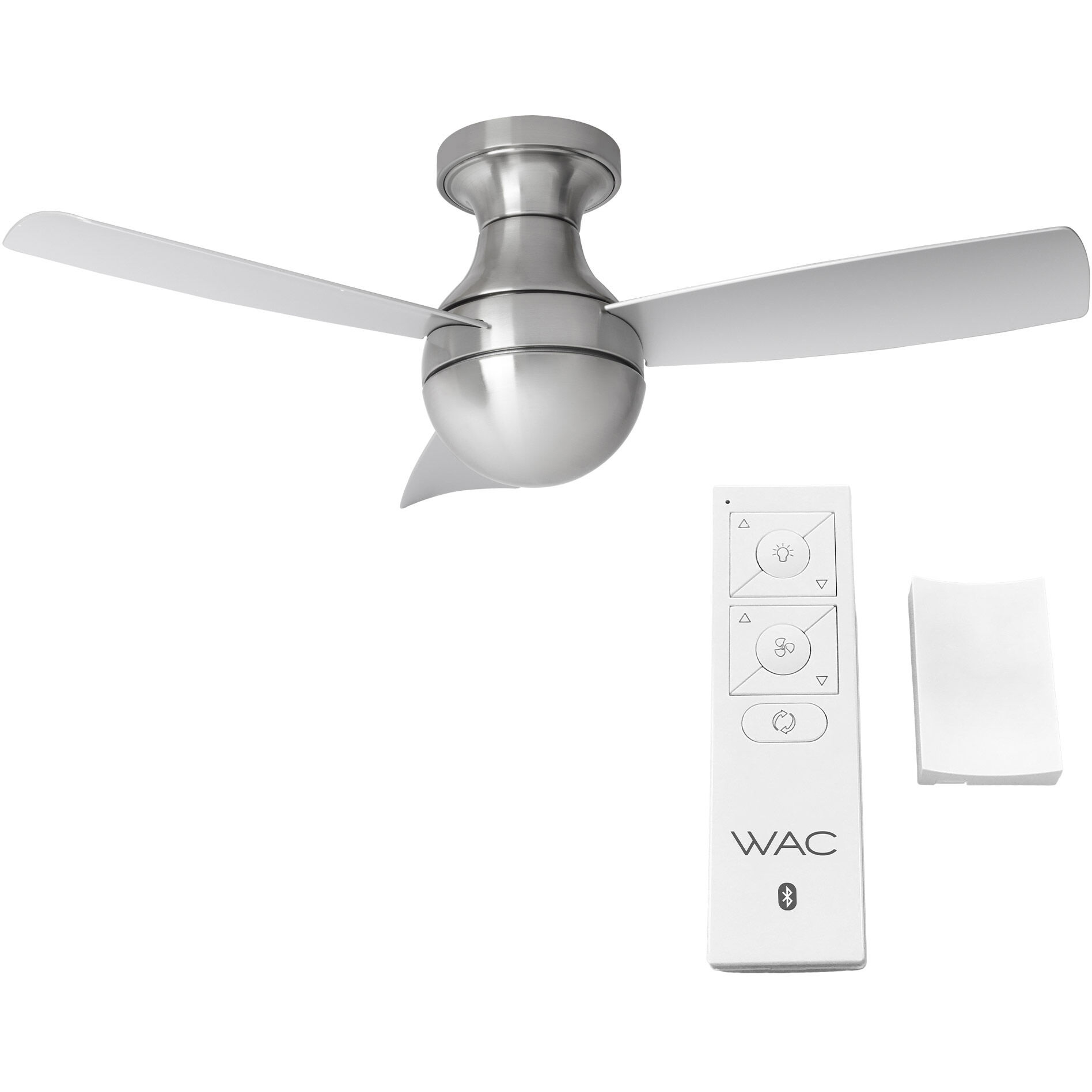 Orb 44 inch Brushed Nickel Flush Mount Ceiling Fan in Not Included, Smart Fan