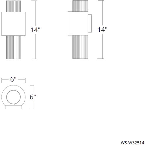 Piston LED 14 inch Black Outdoor Wall Light in 2700K, dweLED