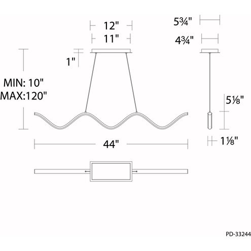 Morae Linear Pendant Ceiling Light in Brushed Nickel, dweLED