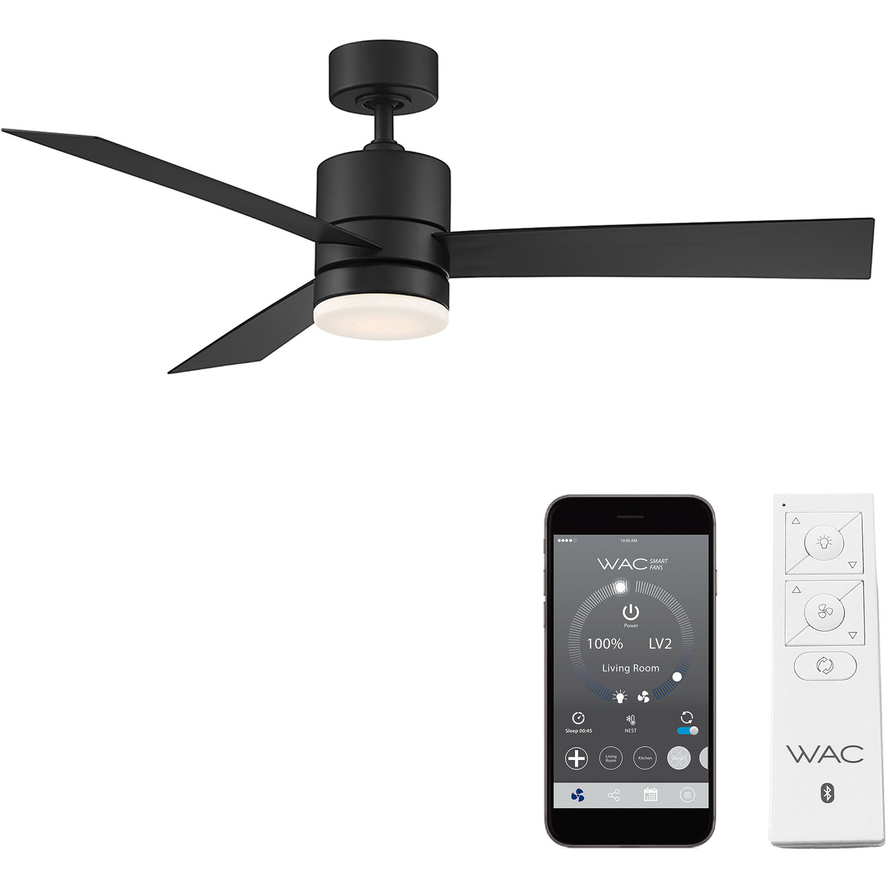 San Francisco 52 inch Matte Black Downrod Ceiling Fans, Smart Fan