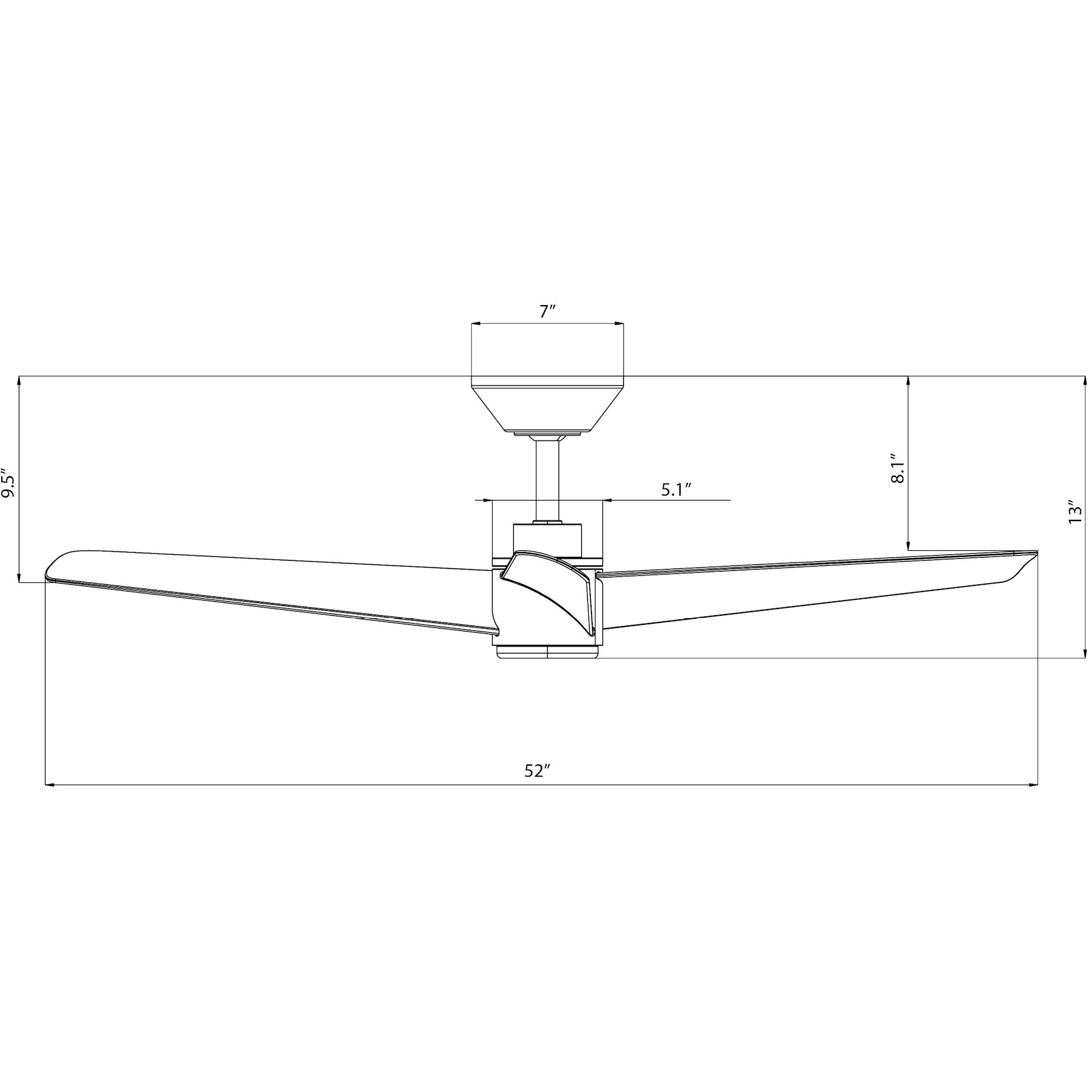 Novelle 52 inch Matte Black Downrod Ceiling Fan