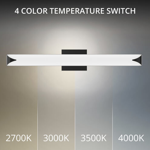 Straitaway LED 32 inch Black Bath Vanity & Wall Light in 4000K, dweLED