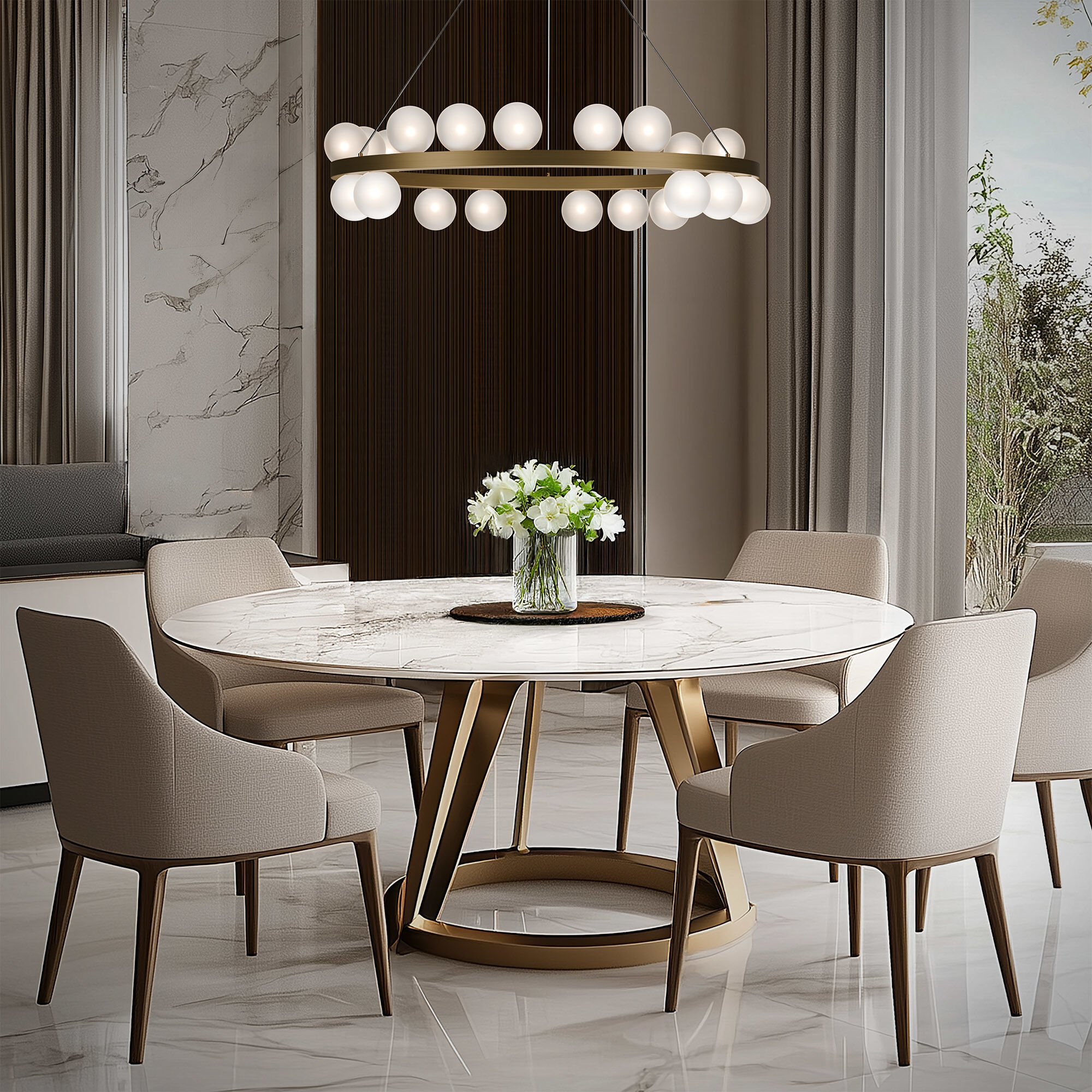 Carousel LED 28 inch Black Chandelier Ceiling Light in 3500K, dweLED