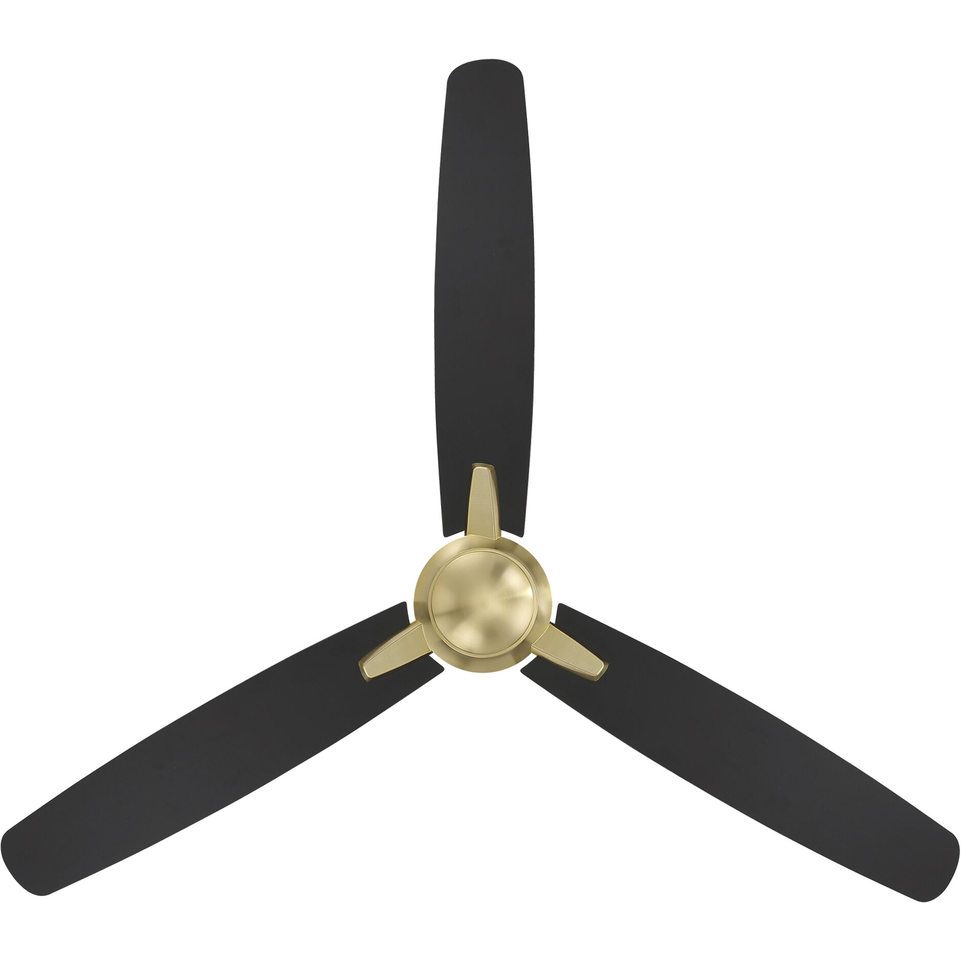 Blitzen 54 inch Soft Brass Matte Black with Matte Black Blades Downrod Ceiling Fans, Smart Fan