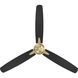 Blitzen 54 inch Soft Brass Matte Black with Matte Black Blades Downrod Ceiling Fans, Smart Fan