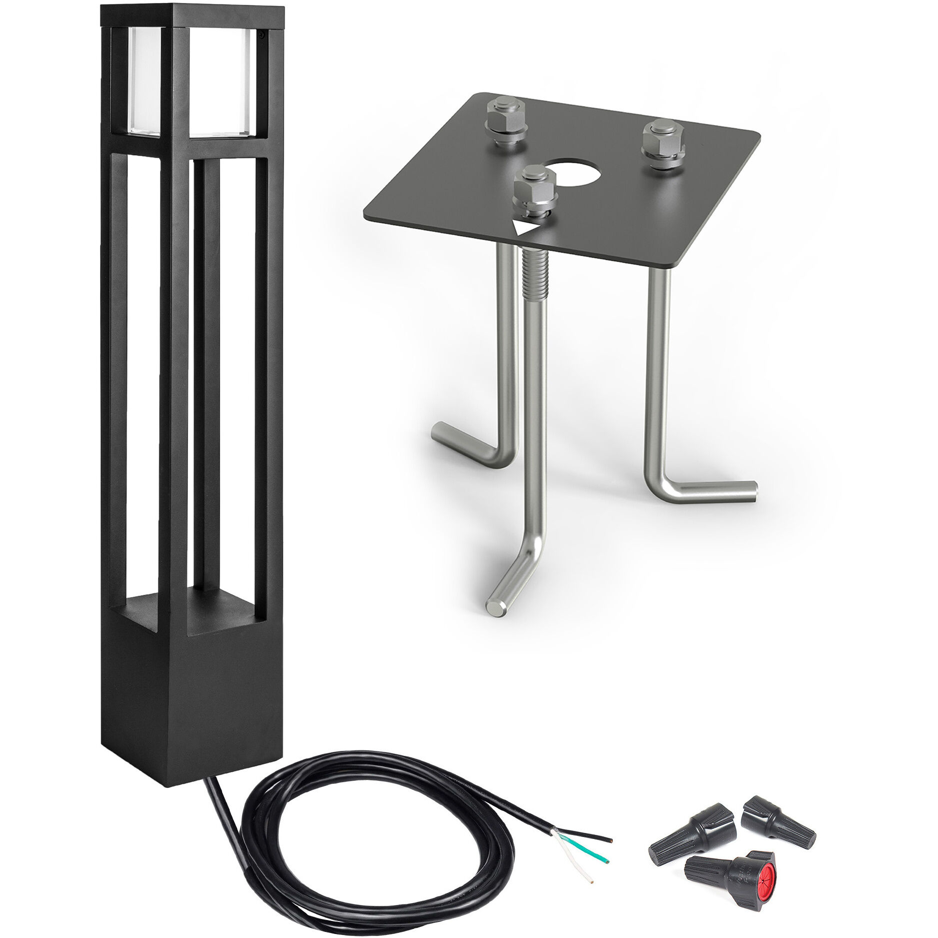 Tower 120 12.5 watt Black Bollard Lighting in 2700K, WAC Landscape