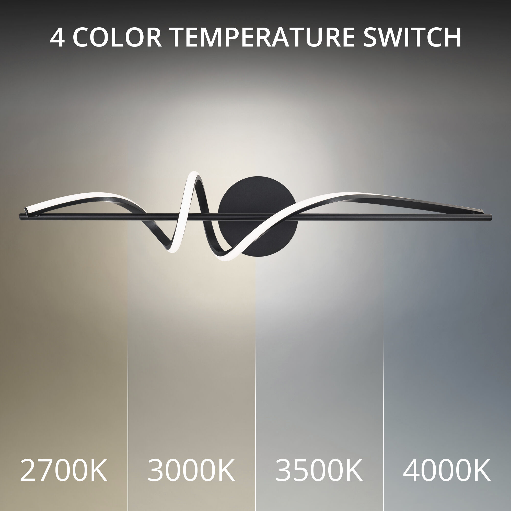 Corkscrew LED 33.88 inch Black Bath Vanity & Wall Light in 2700K, dweLED