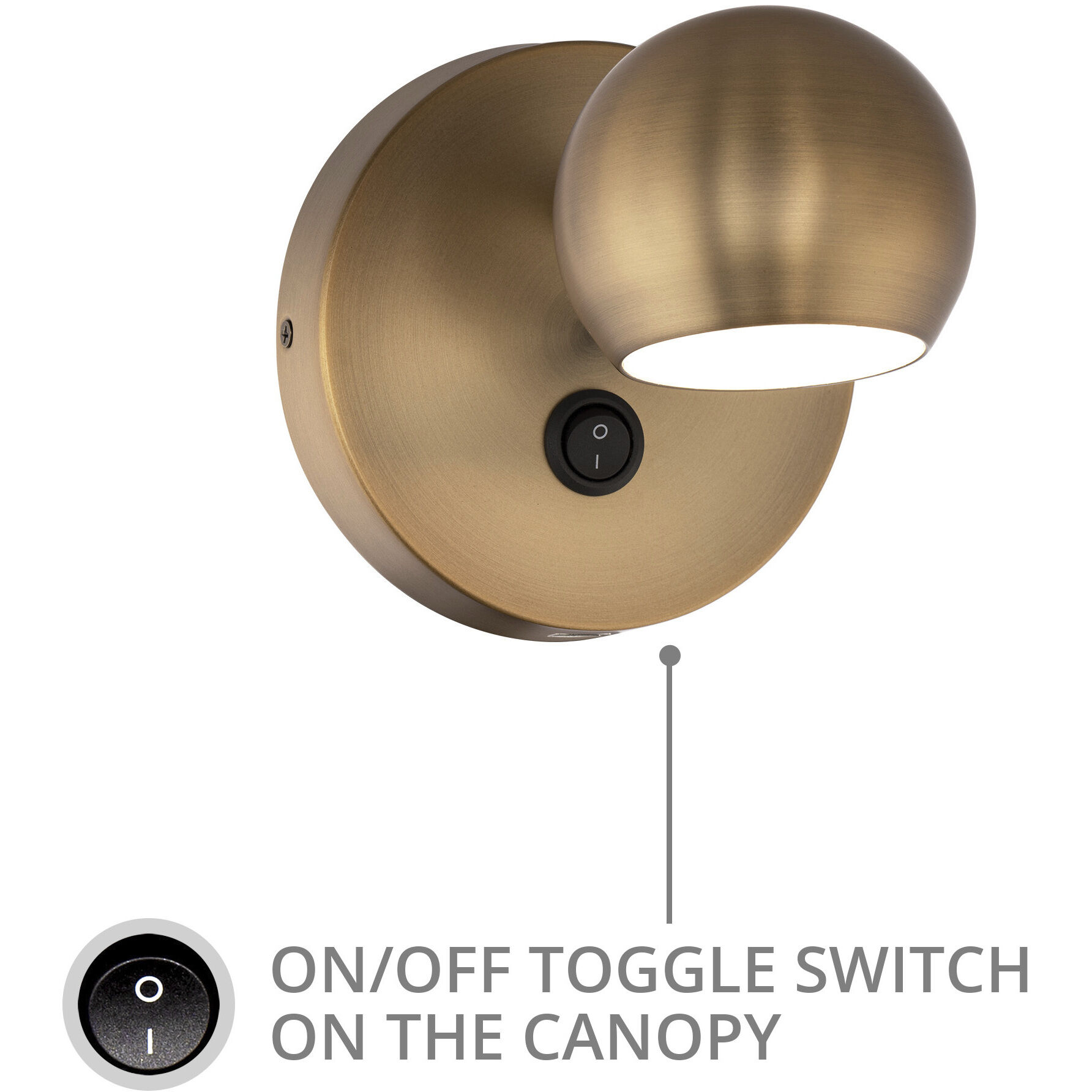 Duplex Reading Light Wall Light in Aged Brass, dweLED