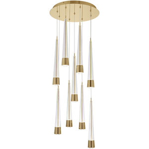 Quill LED 17 inch Aged Brass Multi-Light Pendant Ceiling Light, dweLED