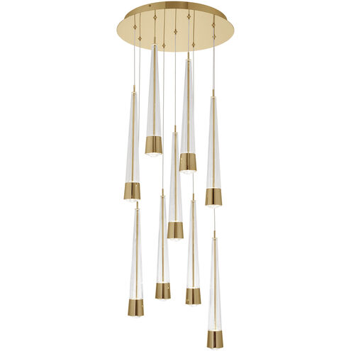 Quill LED 17 inch Aged Brass Multi-Light Pendant Ceiling Light, dweLED