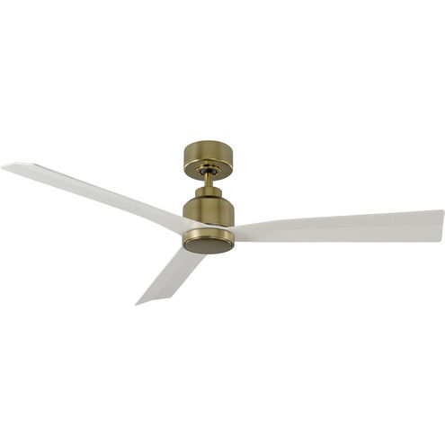 Clean 52 inch Soft Brass Matte White with Matte White Blades Downrod Ceiling Fans, Smart Fan