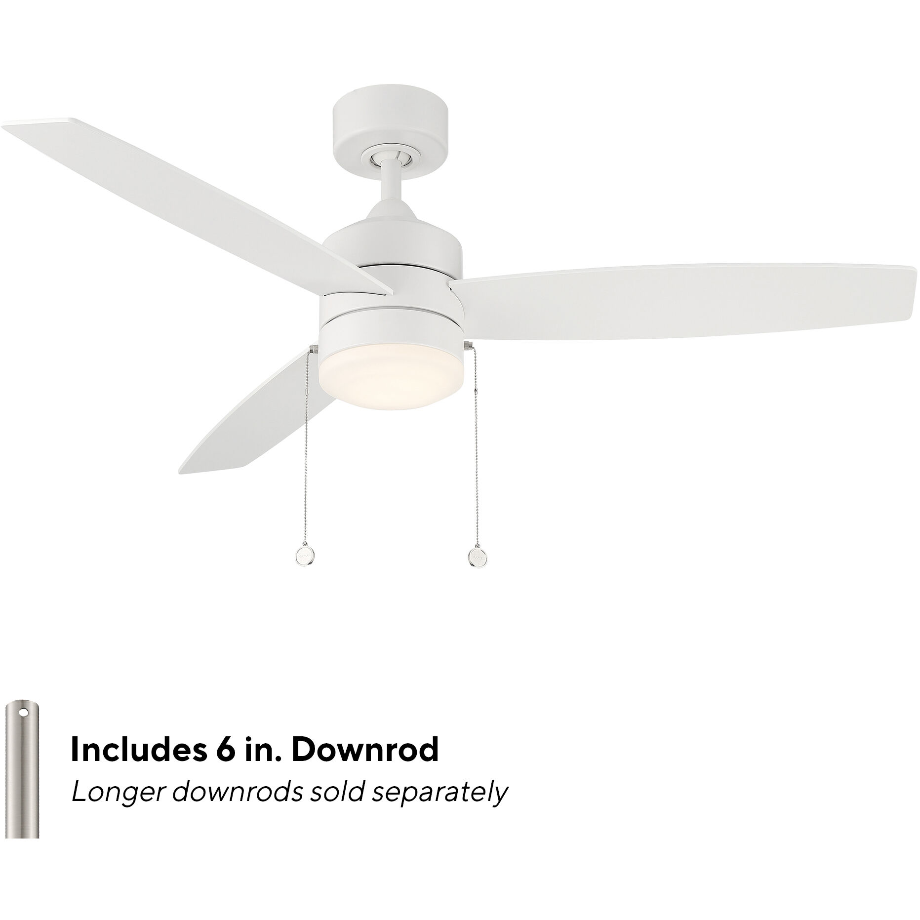 Atlantis 52 inch Matte White Downrod Ceiling Fans, WAC Fans Limited