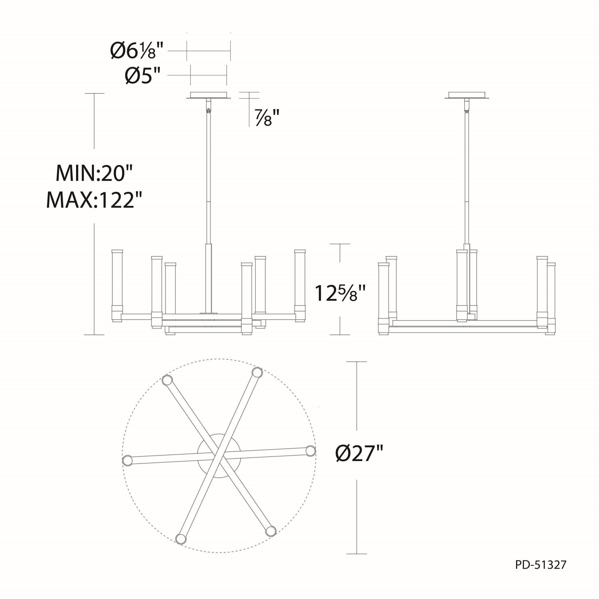 Jedi LED 27 inch Black Chandelier Ceiling Light, dweLED