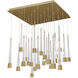 Quill LED 8.88 inch Aged Brass Multi-Light Pendant Ceiling Light, dweLED