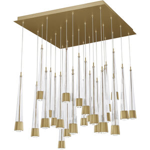 Quill LED 8.88 inch Aged Brass Multi-Light Pendant Ceiling Light, dweLED
