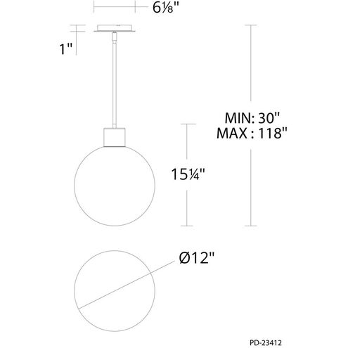 Gaze LED 12 inch Black Pendant Ceiling Light in 2700K, dweLED