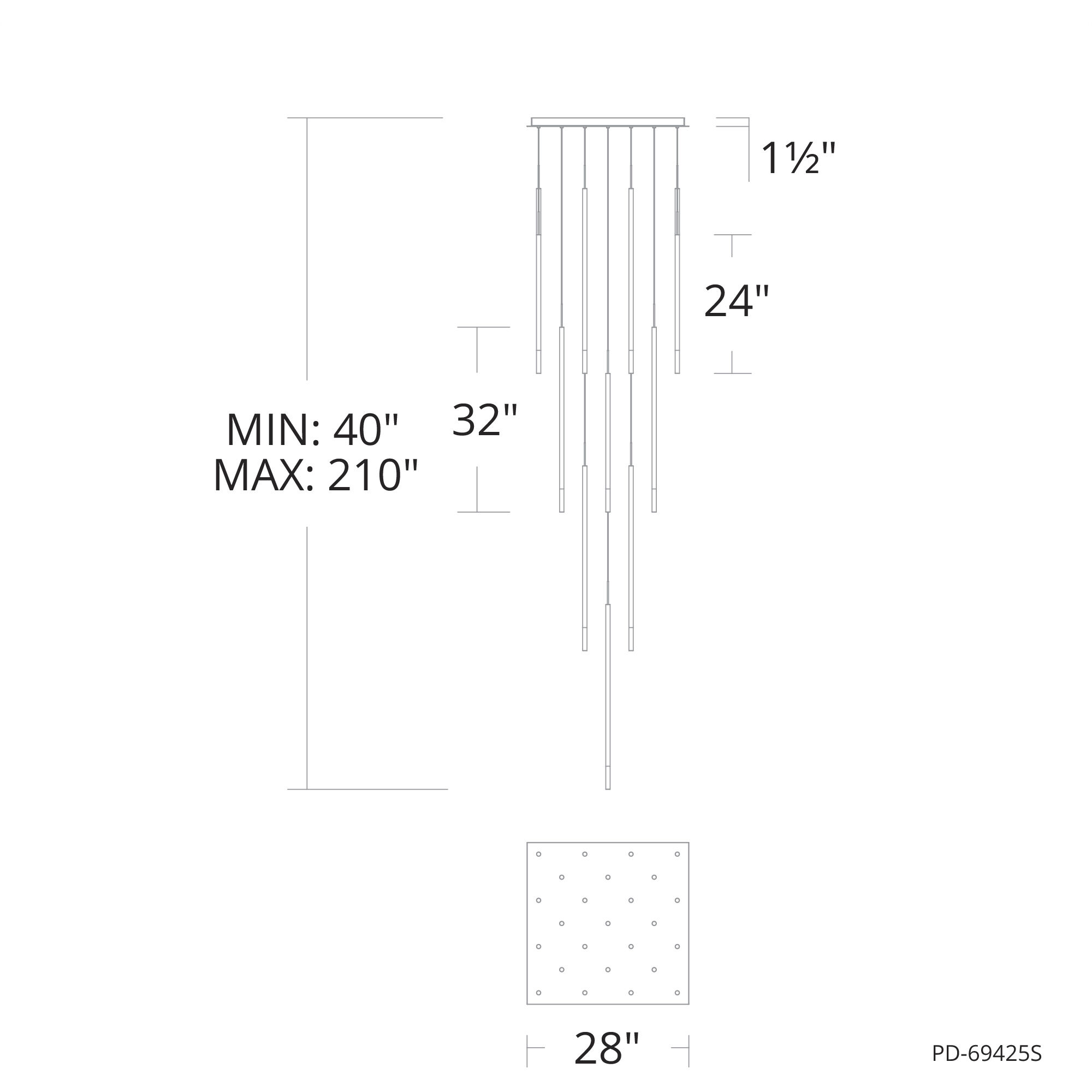 Viggo LED 28 inch Black Multi-Light Pendant Ceiling Light, dweLED