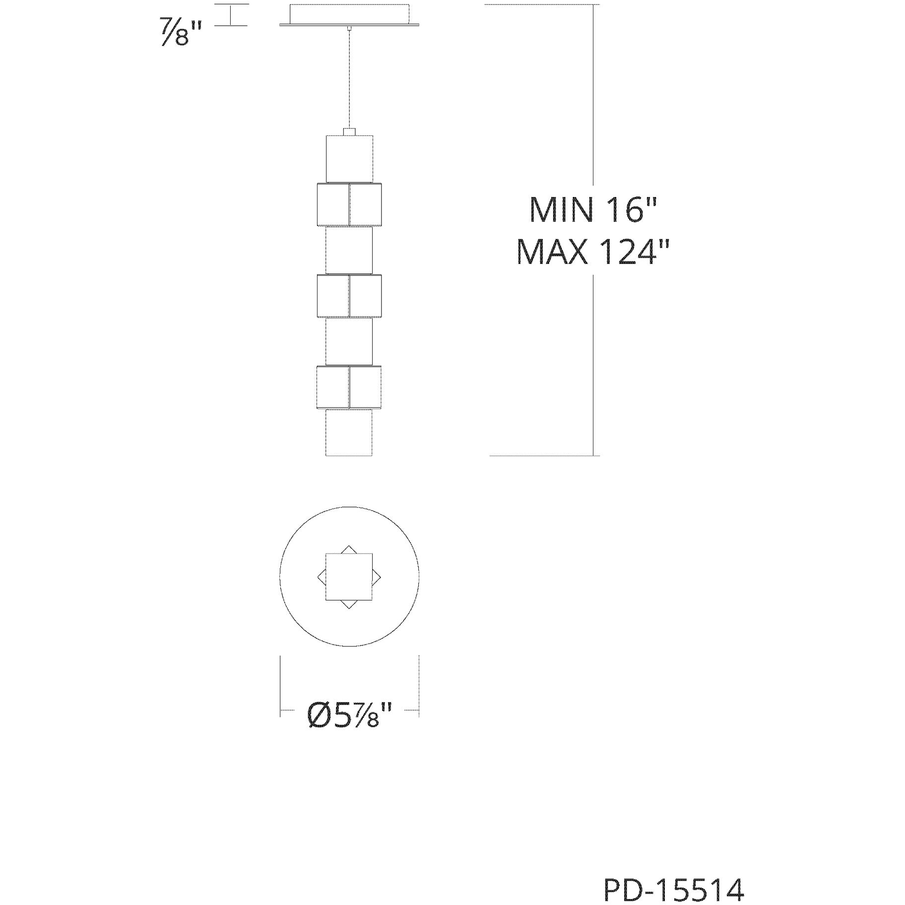 Super Star LED 2 inch Black Pendant Ceiling Light in 3000K, dweLED