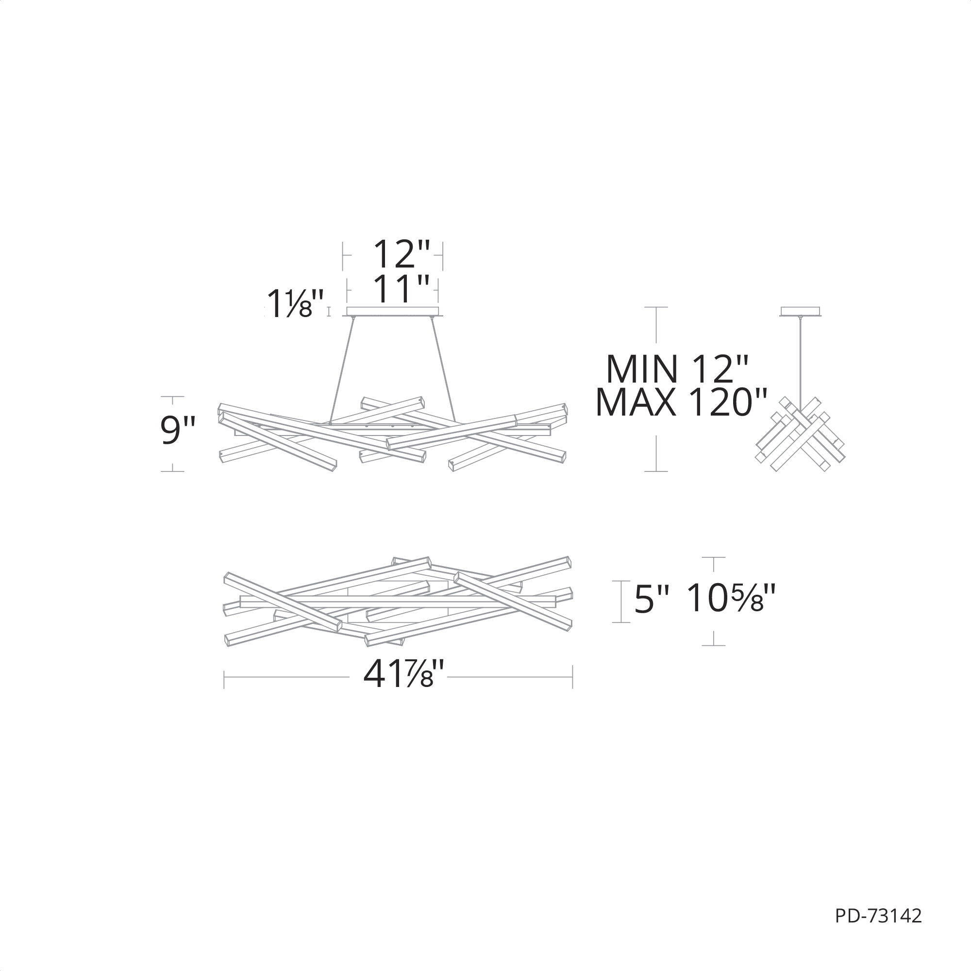 Parallax Linear Pendant Ceiling Light in Brushed Nickel, dweLED