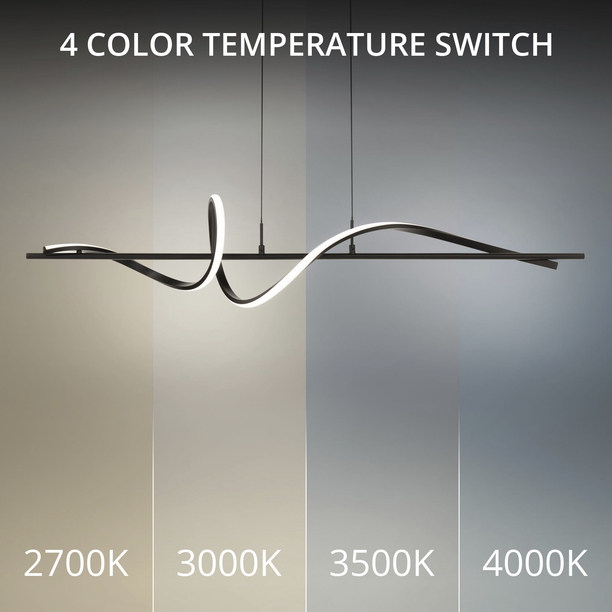 Corkscrew Linear Pendant Ceiling Light in 3000K, dweLED