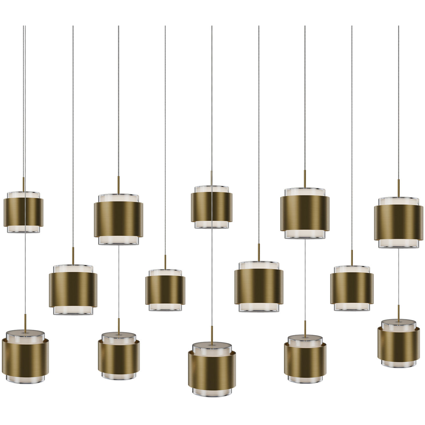 Banded LED 11.5 inch Aged Brass Chandelier Ceiling Light, dweLED