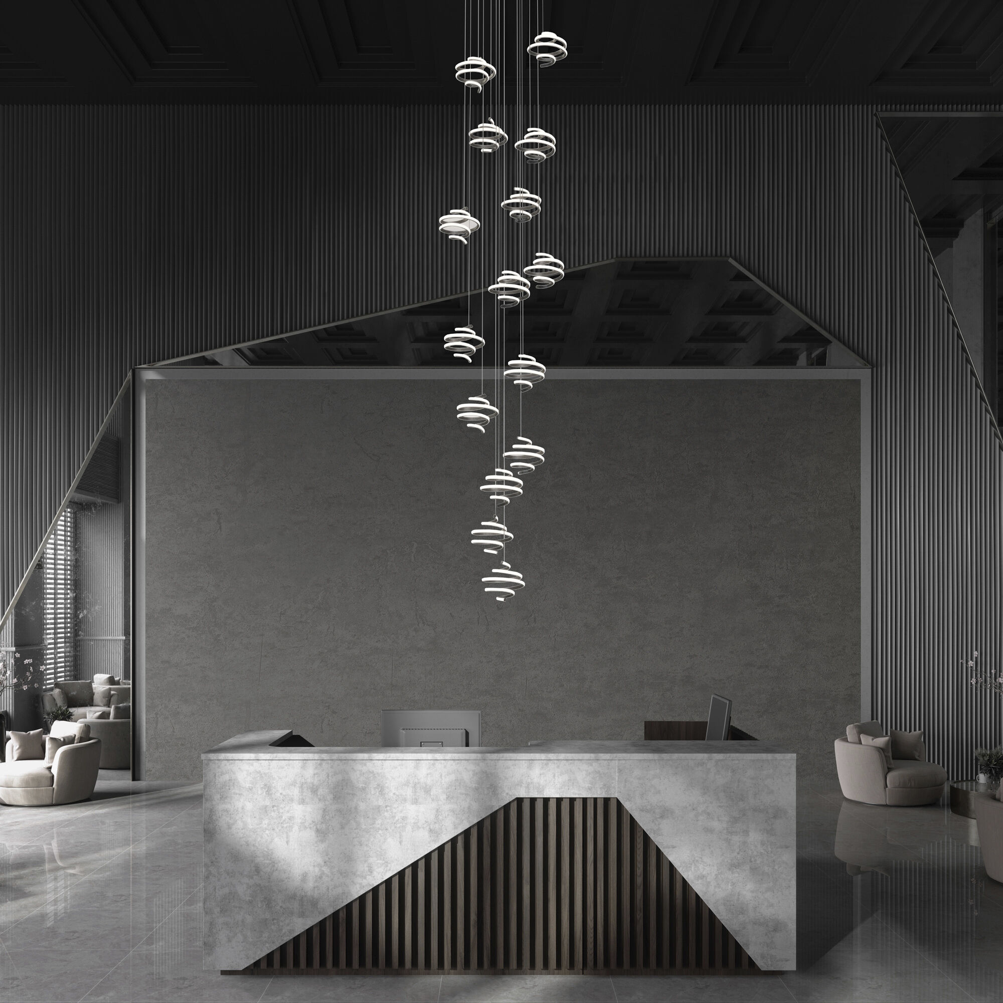 Whirl LED 23 inch Black Multi-Light Pendant Ceiling Light, dweLED